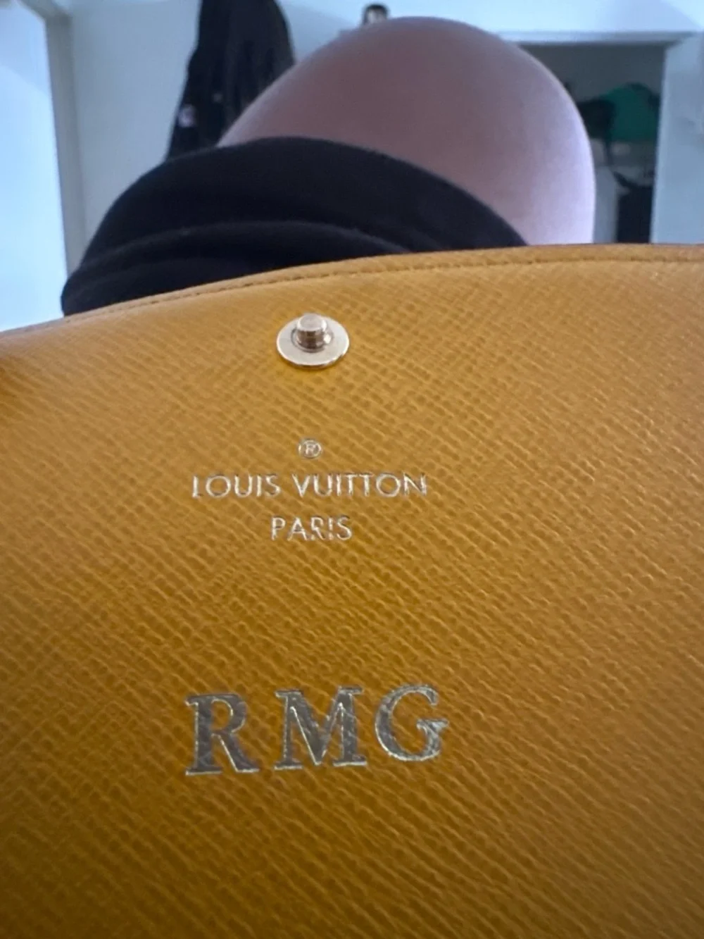 Louis Vuitton Yellow Textured Leather Wallet with Silver RMG Monogram